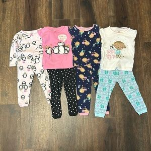 Just for you Carter’s multiple (4) PJ sets long sleeves Size 12 months.